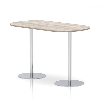 Italia Poseur Boardroom Table, 1800mm Wide, 1145mm High, White Leg, Grey Oak