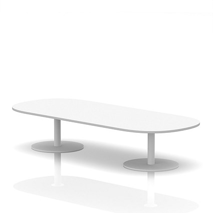Italia Boardroom Coffee Table, 2400mm Wide, 475mm High, White Leg, White