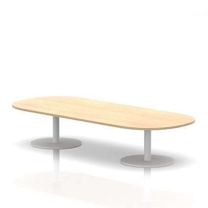 Italia Boardroom Coffee Table, 2400mm Wide, 475mm High, White Leg, Maple