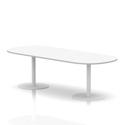 Italia Poseur Boardroom Table, 2400mm Wide, 720mm High, White Leg, White
