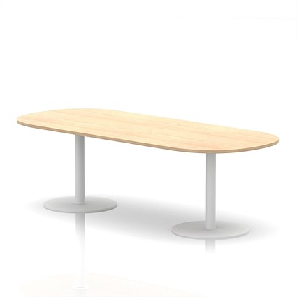 Italia Poseur Boardroom Table, 2400mm Wide, 720mm High, White Leg, Maple