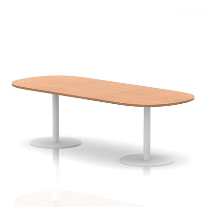 Italia Poseur Boardroom Table, 2400mm Wide, 720mm High, White Leg, Oak