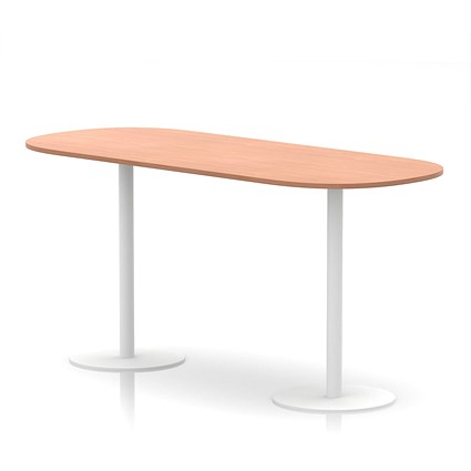 Italia Poseur Boardroom Table, 2400mm Wide, 1145mm High, White Leg, Beech