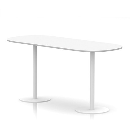 Italia Poseur Boardroom Table, 2400mm Wide, 1145mm High, White Leg, White