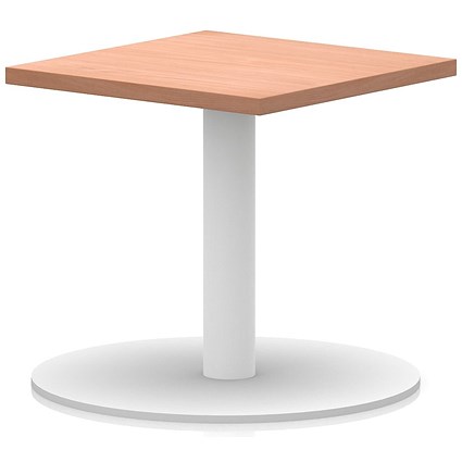 Italia Square Coffee Table, 600mm Wide, 475mm High, White Leg, Beech