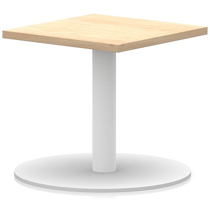 Italia Square Coffee Table, 600mm Wide, 475mm High, White Leg, Maple