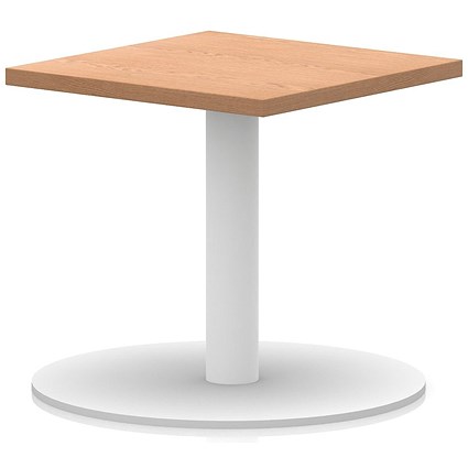 Italia Square Coffee Table, 600mm Wide, 475mm High, White Leg, Oak