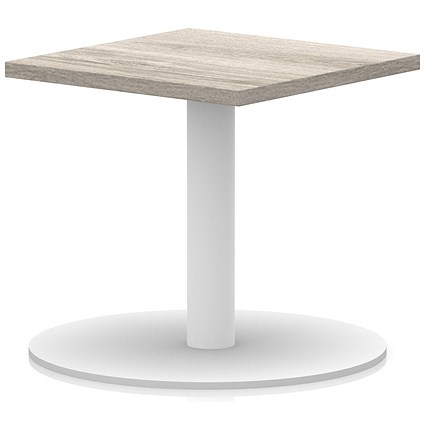 Italia Square Coffee Table, 600mm Wide, 475mm High, White Leg, Grey Oak