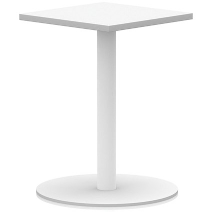 Italia Poseur Square Table, 600mm Wide, 720mm High, White Leg, White
