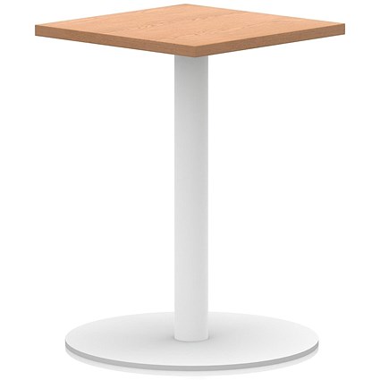 Italia Poseur Square Table, 600mm Wide, 720mm High, White Leg, Oak