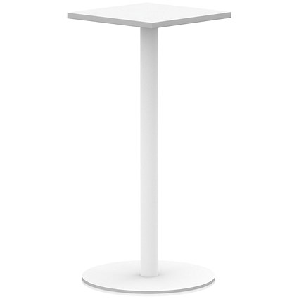 Italia Poseur Square Table, 600mm Wide, 1145mm High, White Leg, White