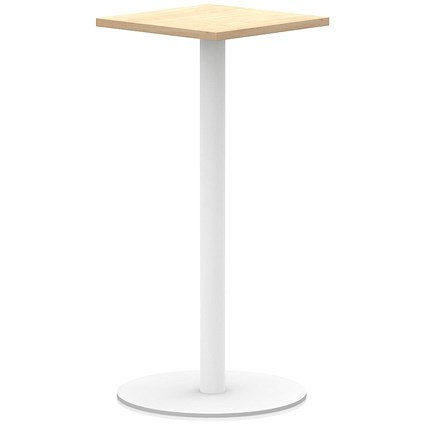 Italia Poseur Square Table, 600mm Wide, 1145mm High, White Leg, Maple