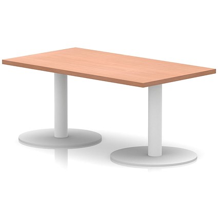 Italia Rectangular Coffee Table, 1200x600x475mm, White Leg, Beech