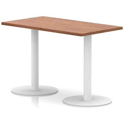 Italia Poseur Rectangular Table, 1200x600x720mm, White Leg, Walnut