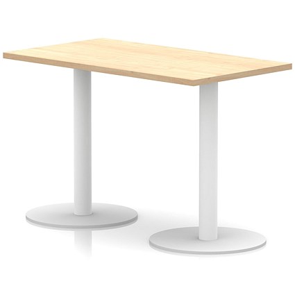 Italia Poseur Rectangular Table, 1200x600x720mm, White Leg, Maple