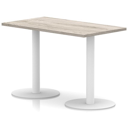 Italia Poseur Rectangular Table, 1200x600x720mm, White Leg, Grey Oak