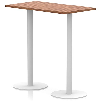 Italia Poseur Rectangular Table, 1200x600x1145mm, White Leg, Walnut