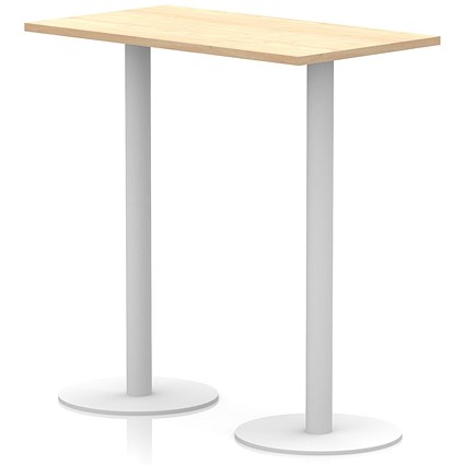 Italia Poseur Rectangular Table, 1200x600x1145mm, White Leg, Maple
