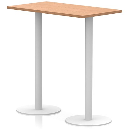 Italia Poseur Rectangular Table, 1200x600x1145mm, White Leg, Oak