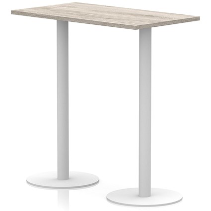 Italia Poseur Rectangular Table, 1200x600x1145mm, White Leg, Grey Oak