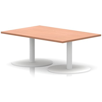 Italia Rectangular Coffee Table, 1200x800x475mm, White Leg, Beech