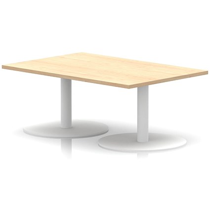 Italia Rectangular Coffee Table, 1200x800x475mm, White Leg, Maple
