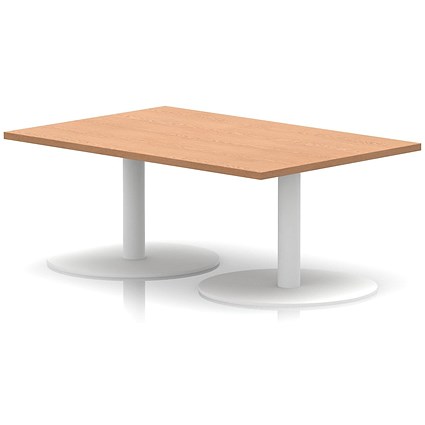 Italia Rectangular Coffee Table, 1200x800x475mm, White Leg, Oak