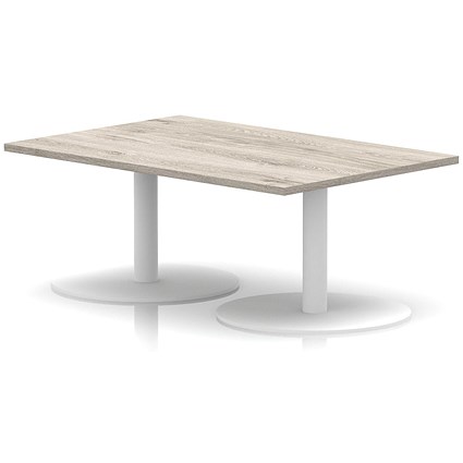Italia Rectangular Coffee Table, 1200x800x475mm, White Leg, Grey Oak