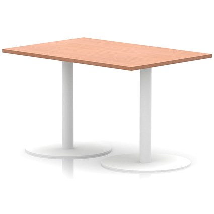Italia Poseur Rectangular Table, 1200x800x720mm, White Leg, Beech