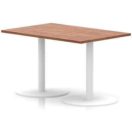 Italia Poseur Rectangular Table, 1200x800x720mm, White Leg, Walnut
