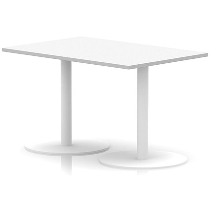 Italia Poseur Rectangular Table, 1200x800x720mm, White Leg, Oak