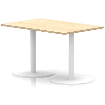 Italia Poseur Rectangular Table, 1200x800x720mm, White Leg, Maple