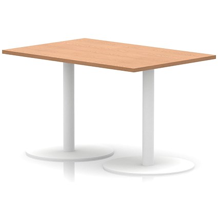 Italia Poseur Rectangular Table, 1200x800x720mm, White Leg, Oak