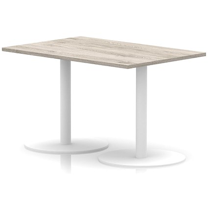Italia Poseur Rectangular Table, 1200x800x720mm, White Leg, Grey Oak