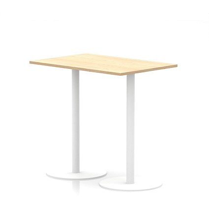 Italia Poseur Rectangular Table, 1200x800x1145mm, White Leg, Maple