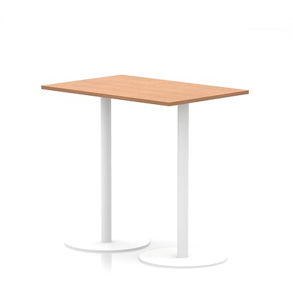 Italia Poseur Rectangular Table, 1200x800x1145mm, White Leg, Oak