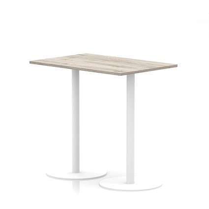 Italia Poseur Rectangular Table, 1200x800x1145mm, White Leg, Grey Oak