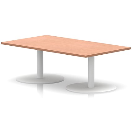 Italia Rectangular Coffee Table, 1400x800x475mm, White Leg, Beech