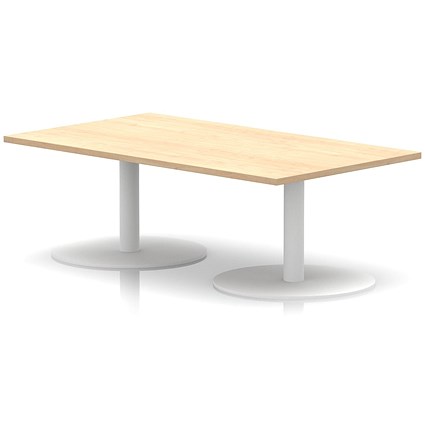 Italia Rectangular Coffee Table, 1400x800x475mm, White Leg, Maple