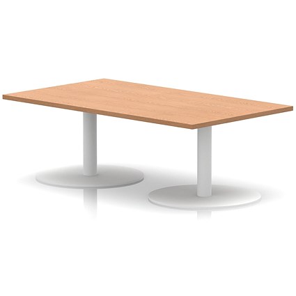 Italia Rectangular Coffee Table, 1400x800x475mm, White Leg, Oak