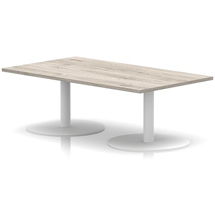 Italia Rectangular Coffee Table, 1400x800x475mm, White Leg, Grey Oak