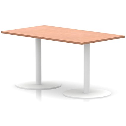 Italia Poseur Rectangular Table, 1400x800x720mm, White Leg, Beech