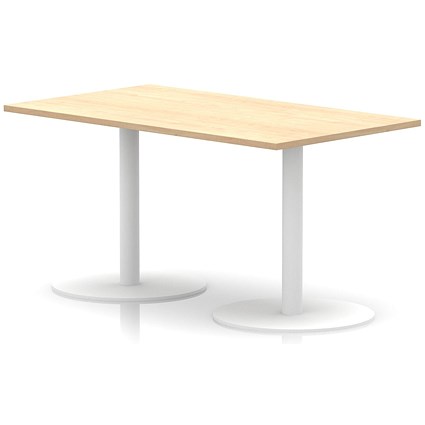 Italia Poseur Rectangular Table, 1400x800x720mm, White Leg, Maple