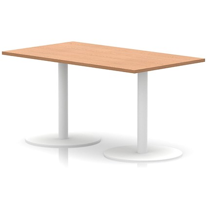 Italia Poseur Rectangular Table, 1400x800x720mm, White Leg, Oak