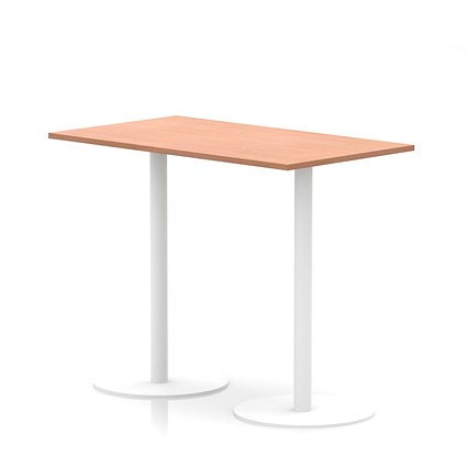 Italia Poseur Rectangular Table, 1400x800x1145mm, White Leg, Beech