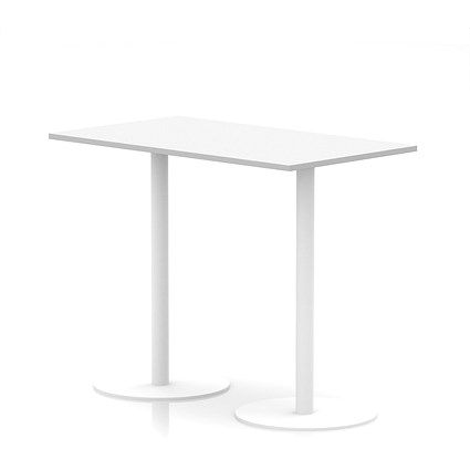 Italia Poseur Rectangular Table, 1400x800x1145mm, White Leg, Oak