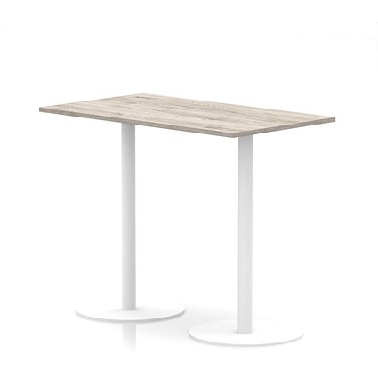 Italia Poseur Rectangular Table, 1400x800x1145mm, White Leg, Grey Oak