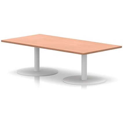 Italia Rectangular Coffee Table, 1600x800x475mm, White Leg, Beech