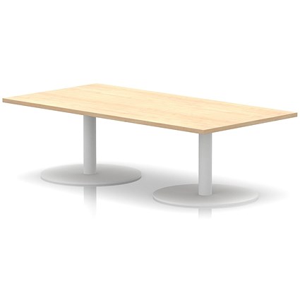 Italia Rectangular Coffee Table, 1600x800x475mm, White Leg, Maple