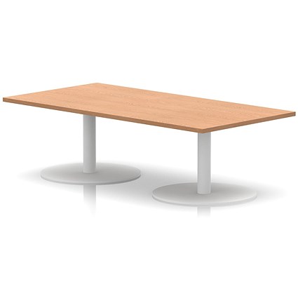 Italia Rectangular Coffee Table, 1600x800x475mm, White Leg, Oak